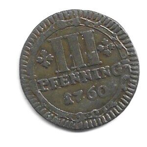 1760 Munster Dom III Pfennig Coin (#2-b231)
